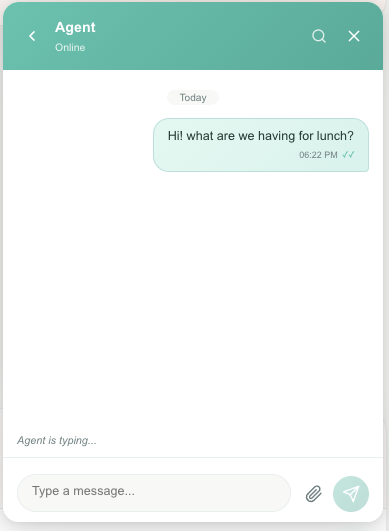 Real-time collaboration screenshot: Presence, typing indicators and internal chat